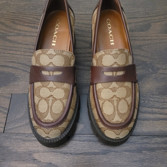 Coach Signature Jacquard Heeled Loafers - Picture 2 of 6